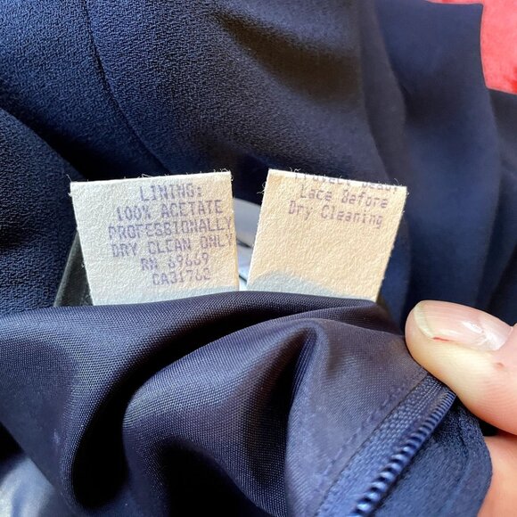 90s Vintage Ursula of Switzerland Midnight Blue Sheath Dress with Rhinestones 12 - Picture 10 of 10